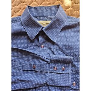 Cody James Men's Western 100% Cotton LS Blue Shirt Pearl Snap Buttons, Size Med.